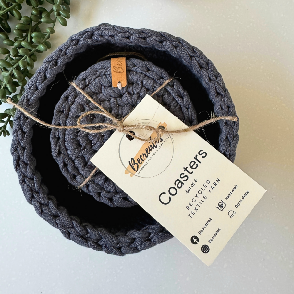 Coasters | Handmade crochet | Diesel Blue | Home Decor | Gift under $50