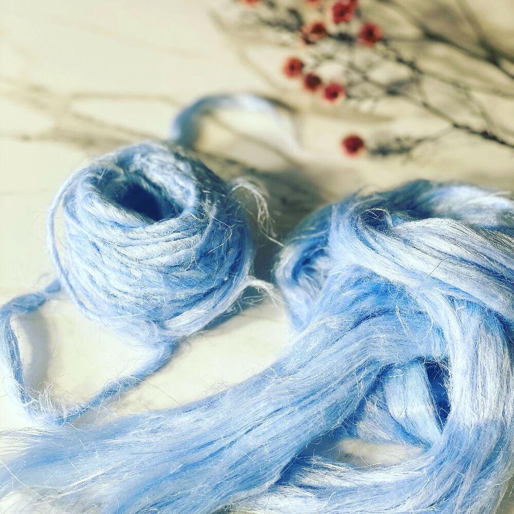 Flax fibre in light blue