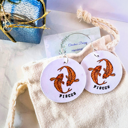 Handmade Zodiac Sign, Pisces Earrings