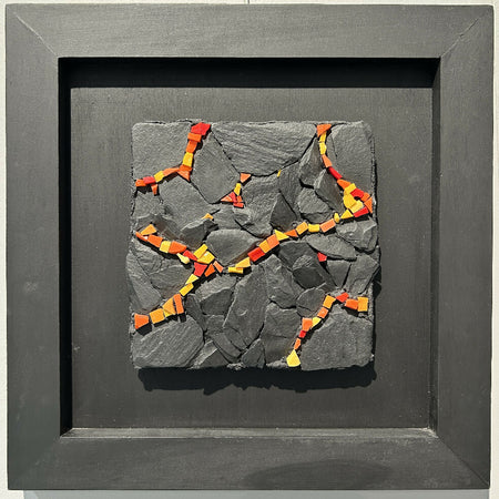 ‘LAVA’ Slate and Smalti Timber Framed Mosaic Wall Art