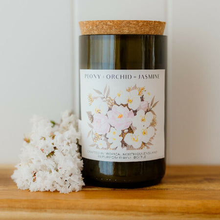 Peony + Orchid + Jasmine Wine bottle candle