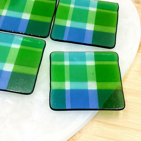 Tartan Art Tiles - Green/Blue