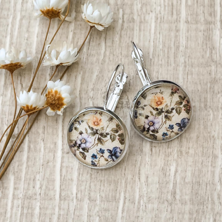 Spring Flower Earrings in Blues and Yellows