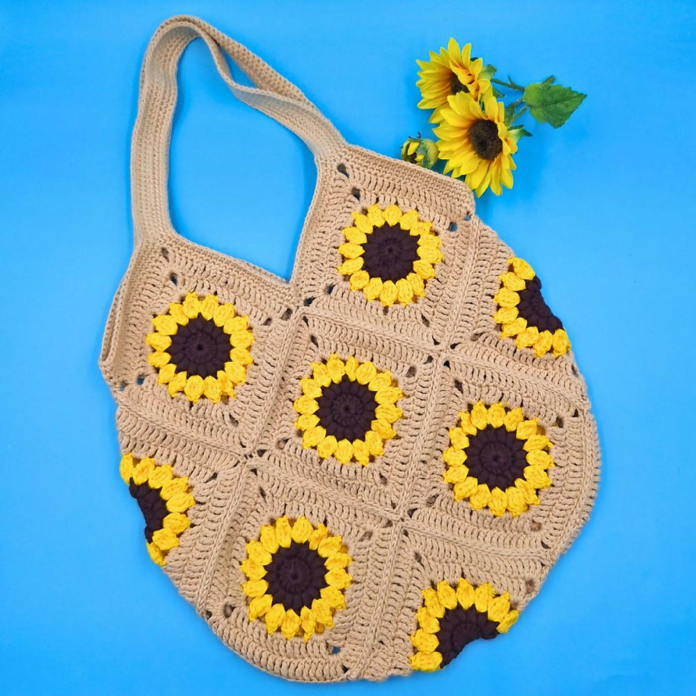 Tutti Fruitti Handmade Crocheted Sunflower Bag Front