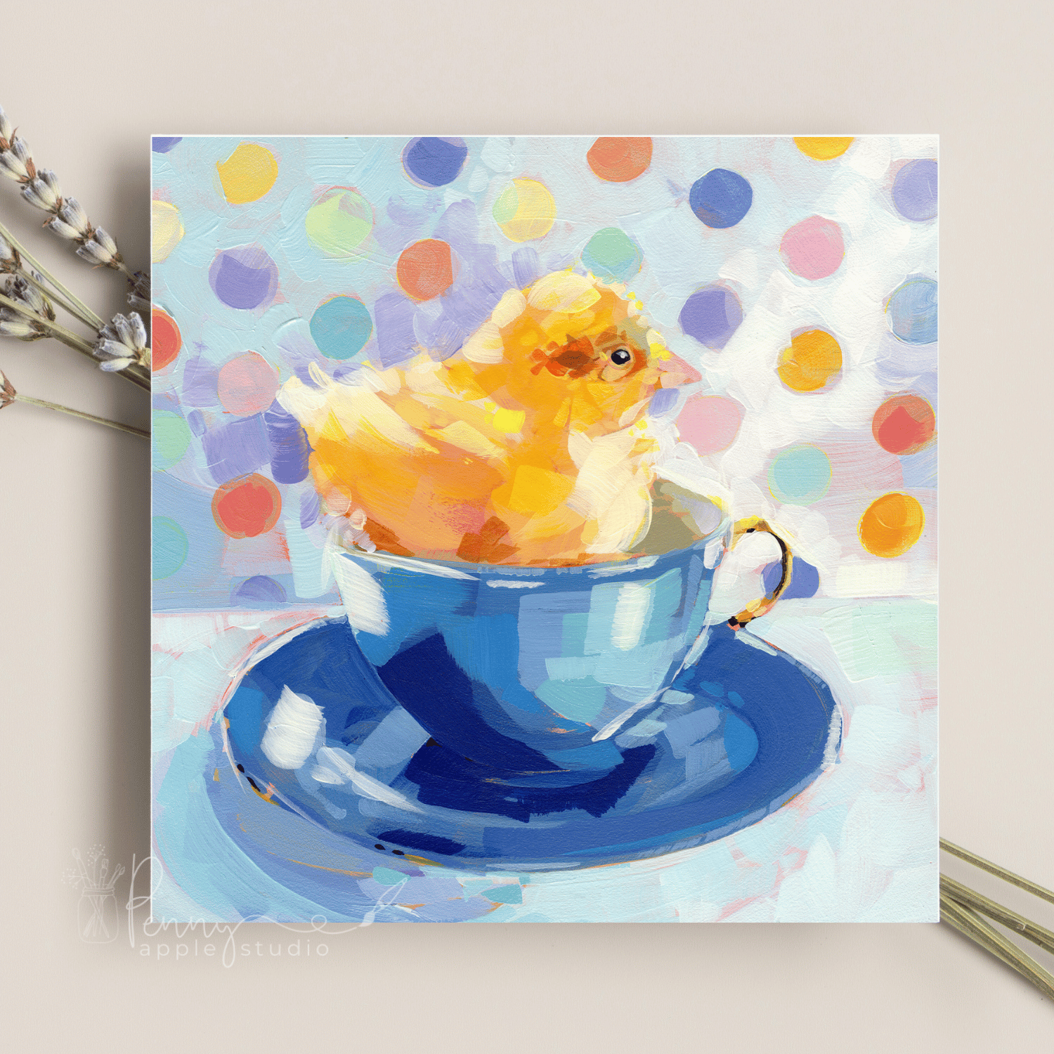 (3) Chicks in Cups Greeting Card Set