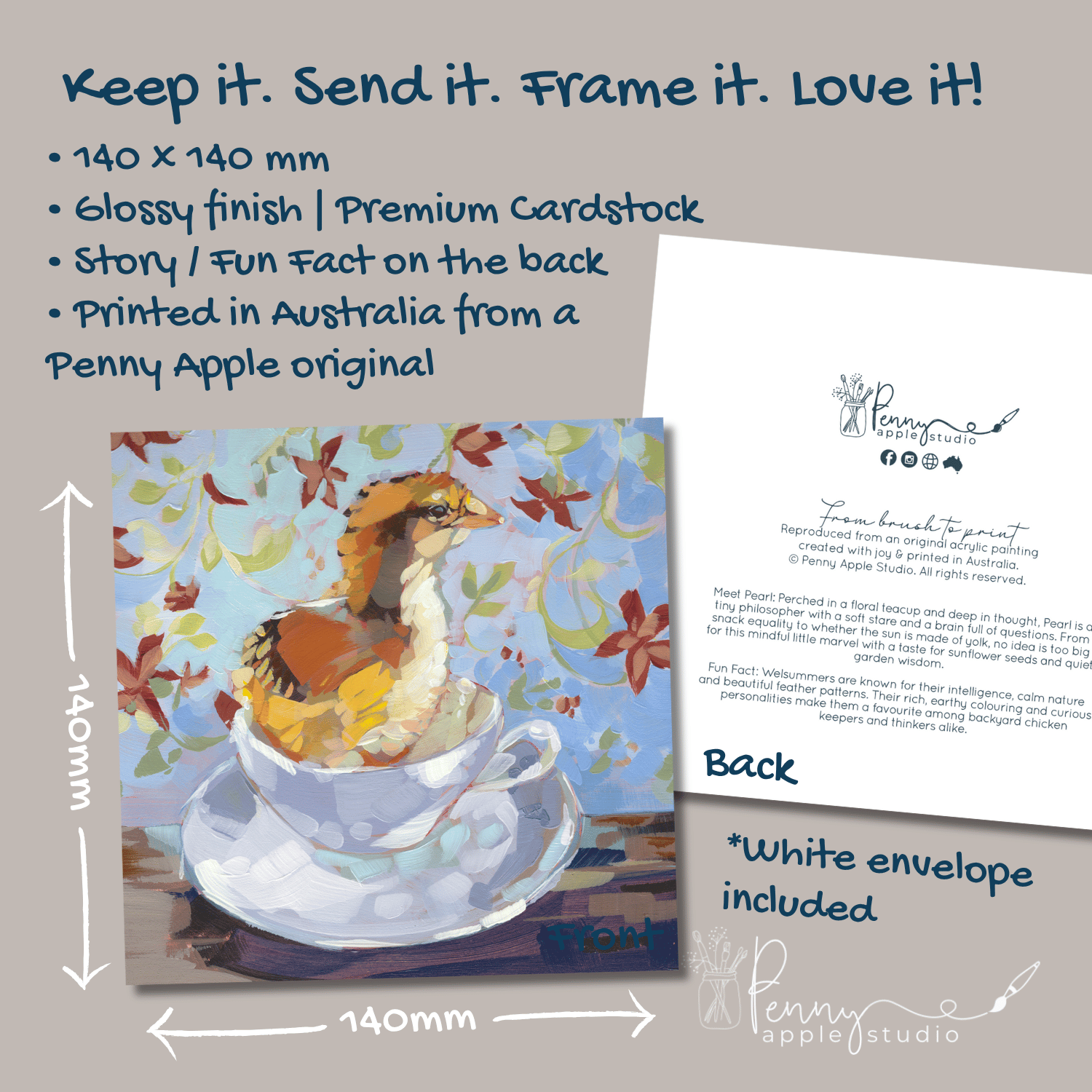 (3) Chicks in Cups Greeting Card Set