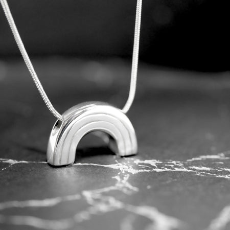 Rainbow - Handmade Sterling Silver Pendant with Snake Chain