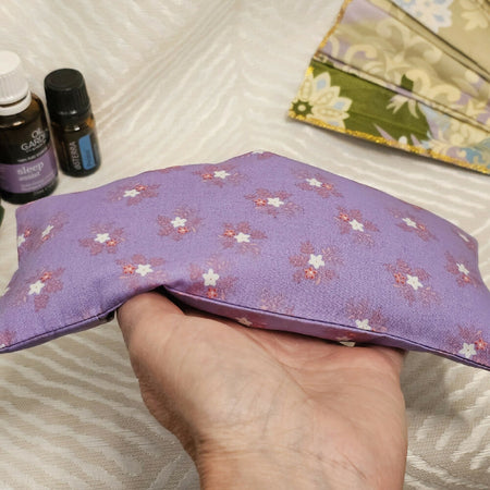 Aromatherapy Cotton EYE PILLOWS-Lavender Linseed Essential Oil - Purple Flowers