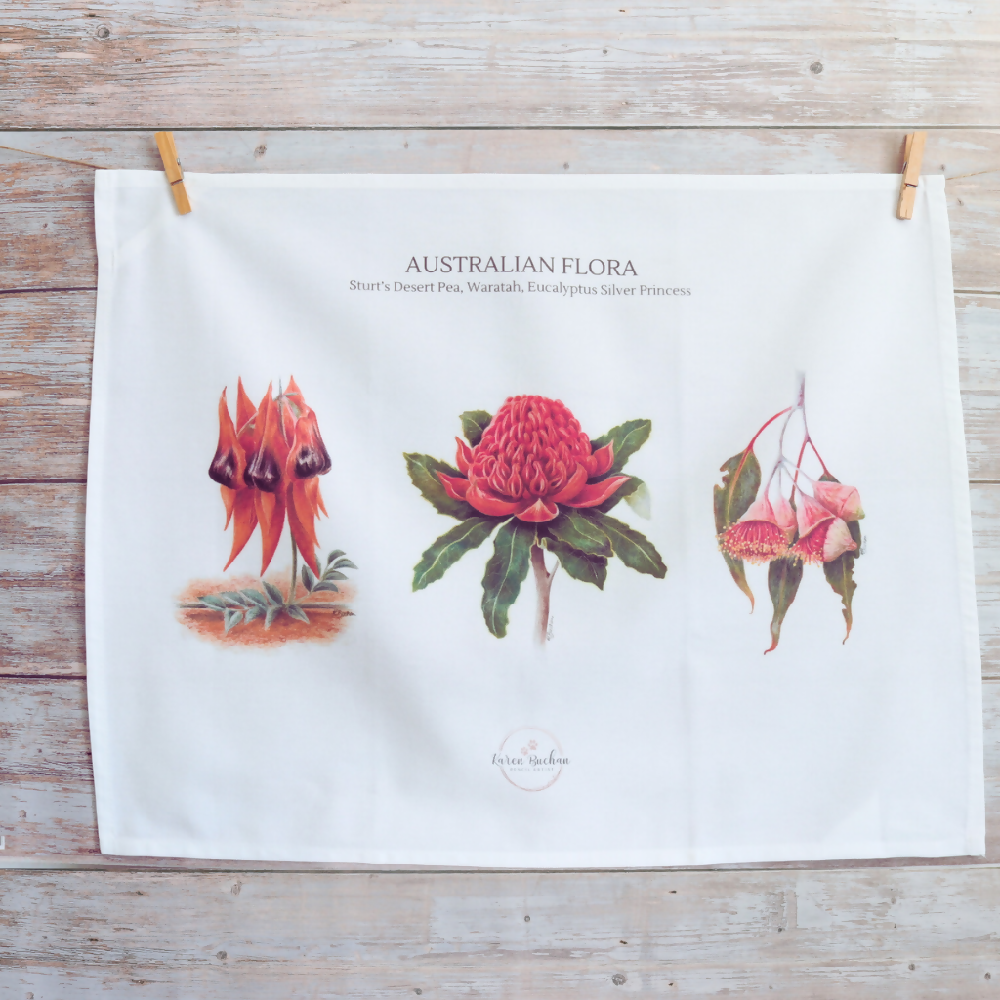 Australian-artist-tea-towel-australian-flora-front