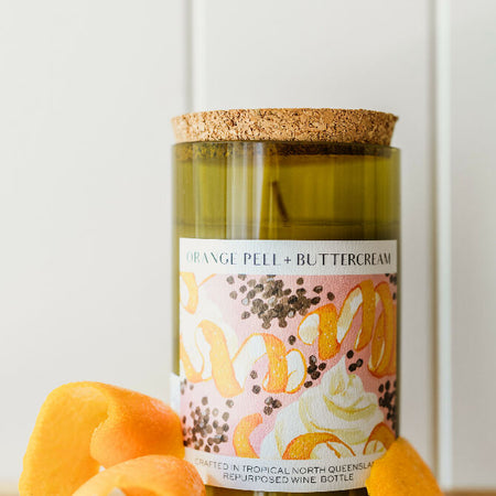 Orange Peel + Buttercream Wine bottle candle