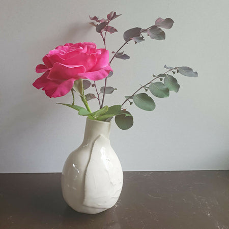 White Ceramic Bud Vase - Small Flower Vase - Unique Gift