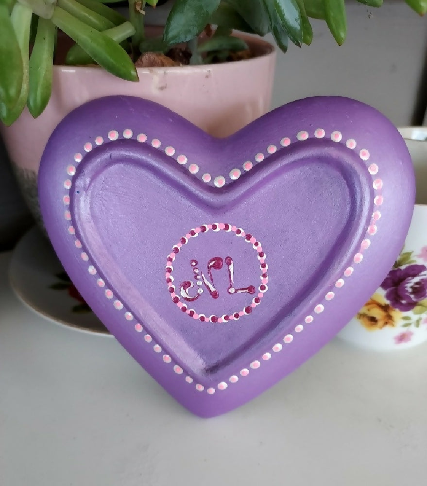 Dot Art trinket dish for rings or jewellery called " Purple Pizzazz ".