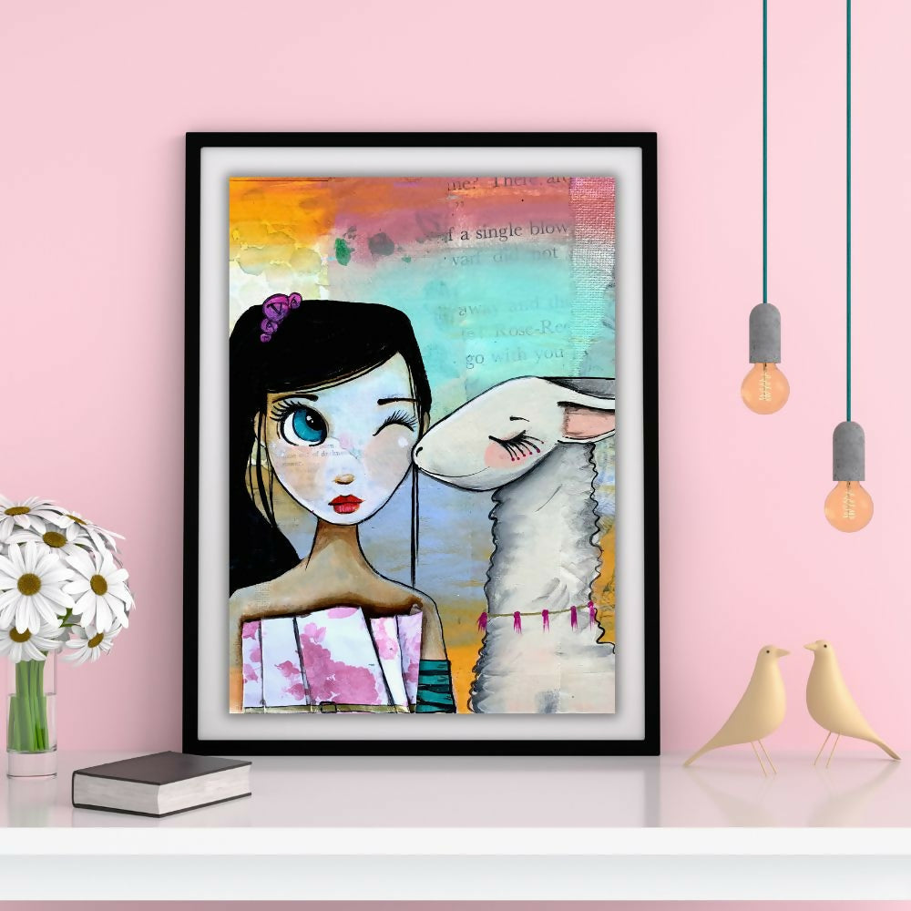 LLAMA'S KISS - art print