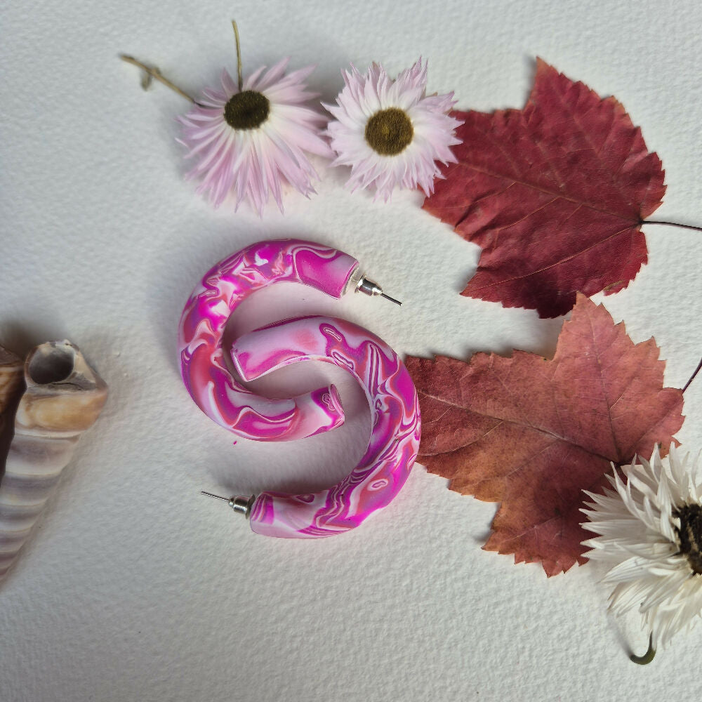 Pretty in Pink Hoop and Dangle Earrings and Bangle