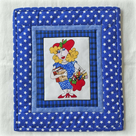 Side mat, pot holder or trivet. Funky ladies. Hand made.