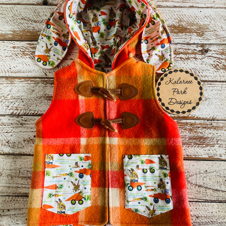 Easter Vintage Wool Blanket Upcycled Vest Size 3