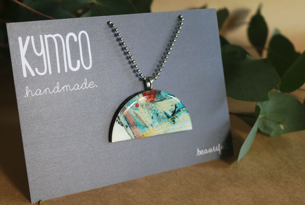 Sea and Sky Collection| Pendant necklace | Blue teal gold