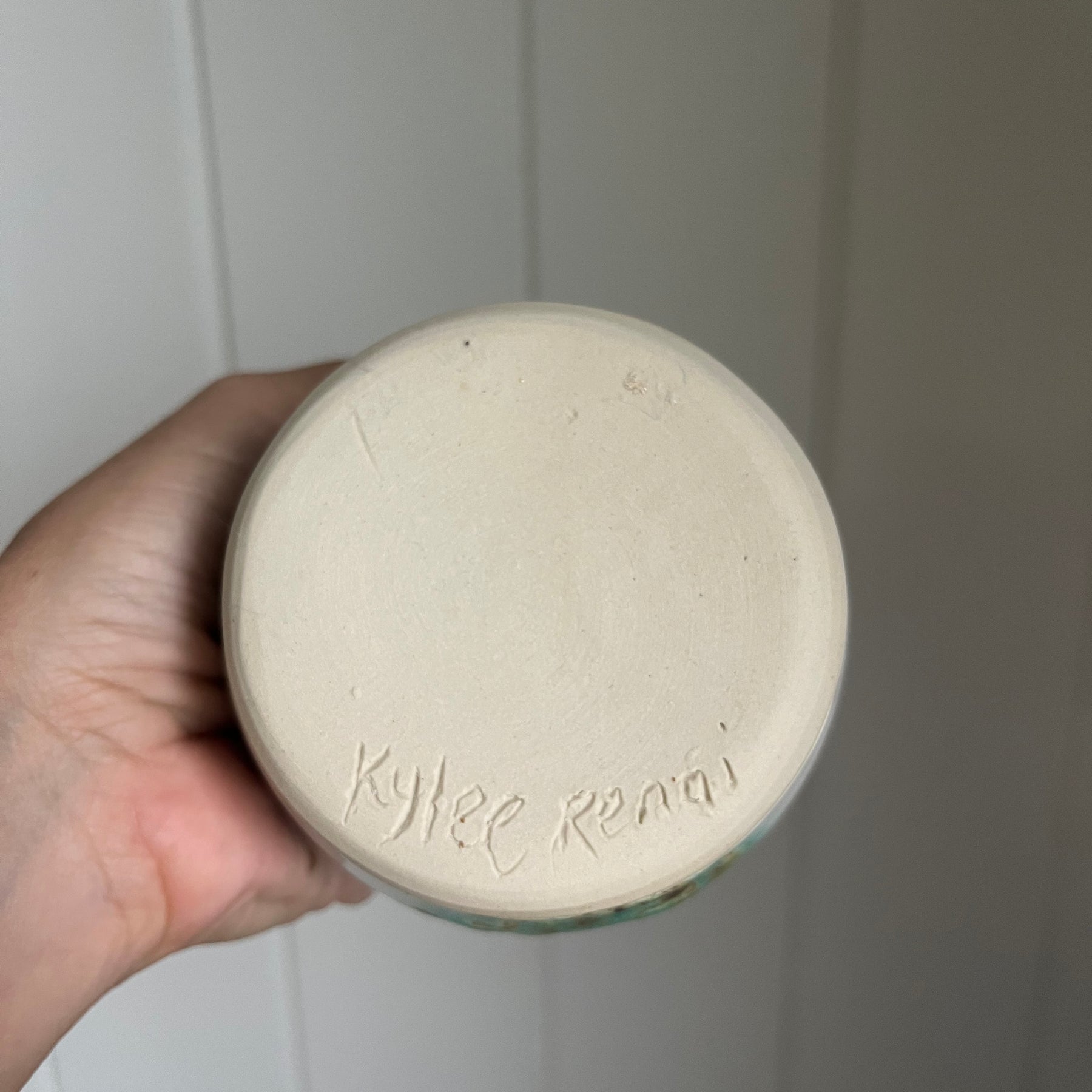 Ceramic Matcha Cup - Turquoise & White