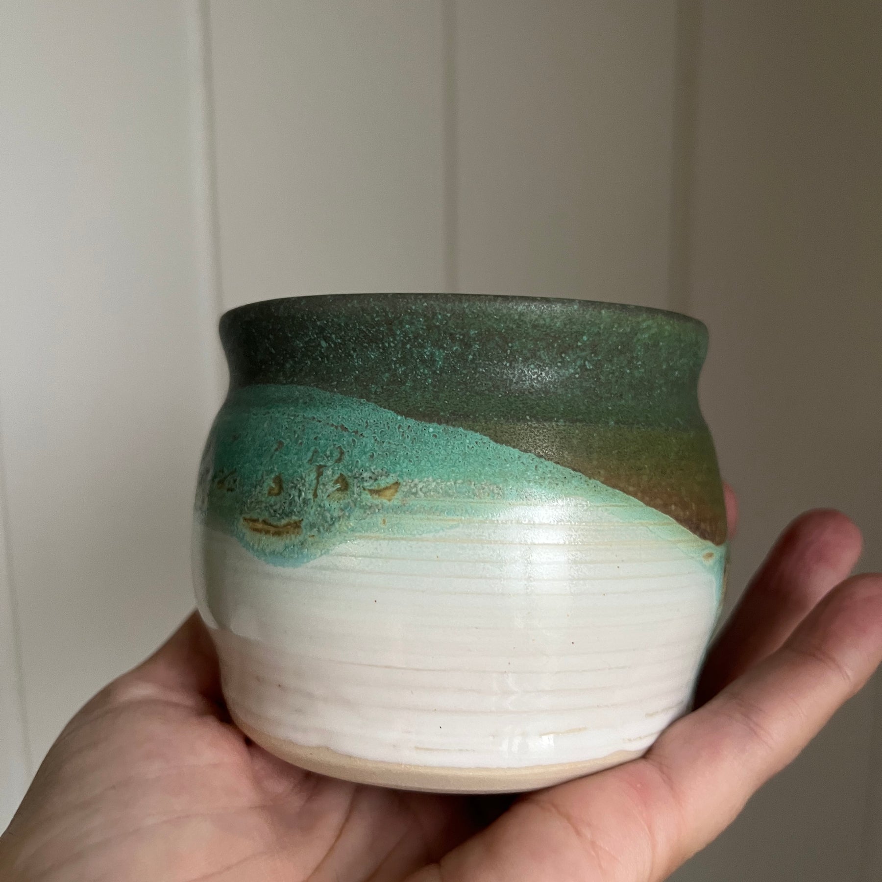 Ceramic Matcha Cup - Turquoise & White