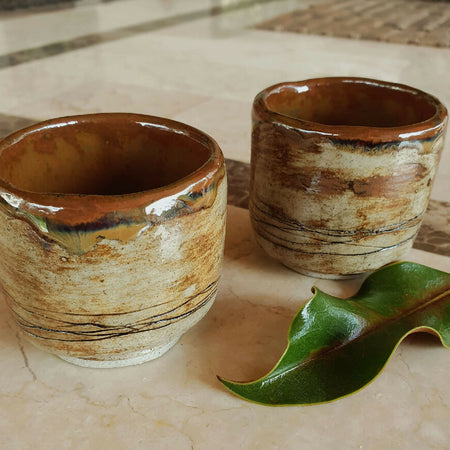 Small Handmade Ceramic Cup - Saki Cup - Espresso Cup - Set of Two