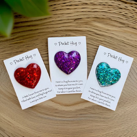 Resin Pocket Hug - Glitter Heart - Keepsake - First day of school/kinder
