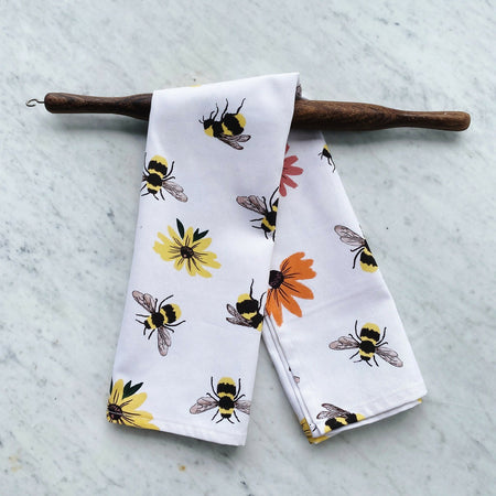 Bees tea towel.