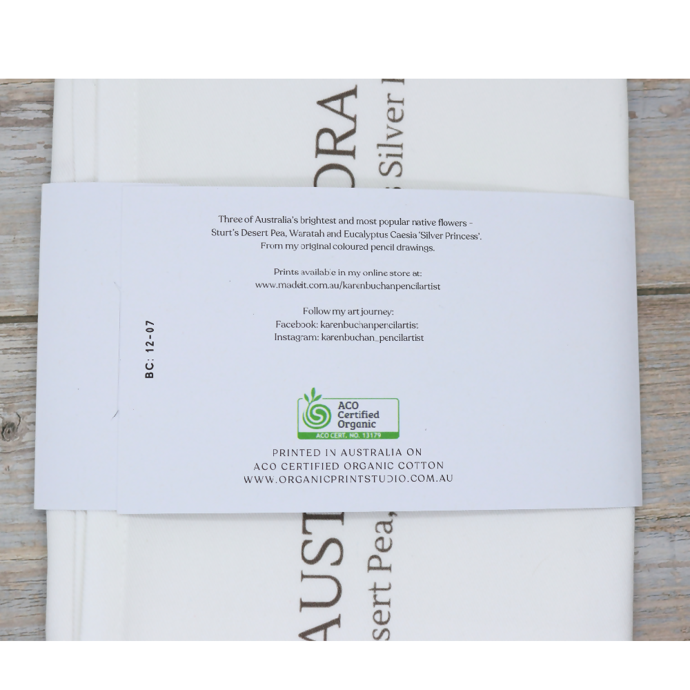 Australian-artist-tea-towel-australian-wildflowers-label-text