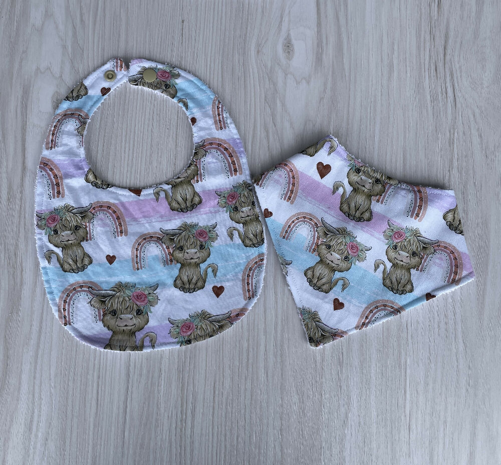 Boho Highland Cow Bib