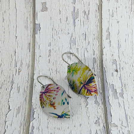 Anodised aluminium earrings hand printed Australian floral Bush Blossom Collection