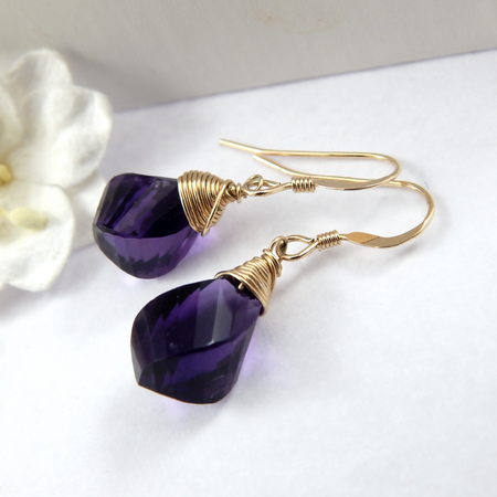 Amethyst Earrings,Twisted African Amethyst Earrings