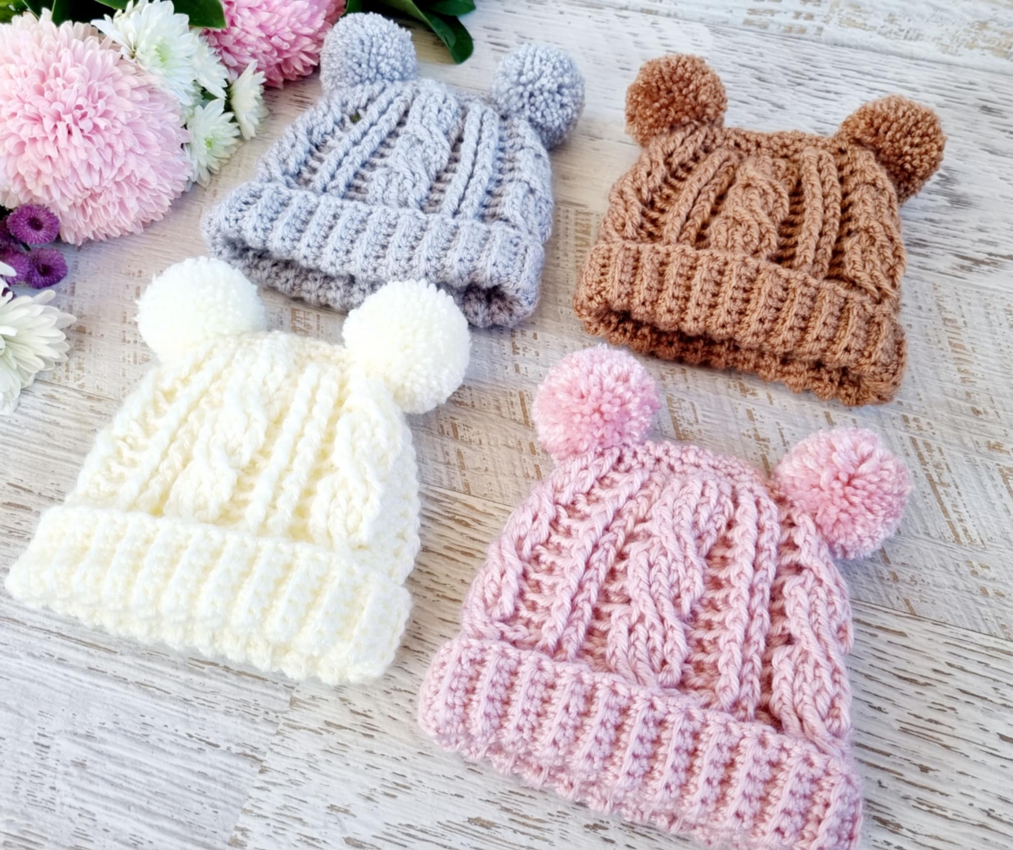 Baby Beanie Newborn Cable Crochet Knit Hat1
