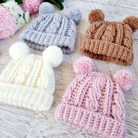 Baby Beanie | Newborn | Cable | Crochet | Knit | Hat