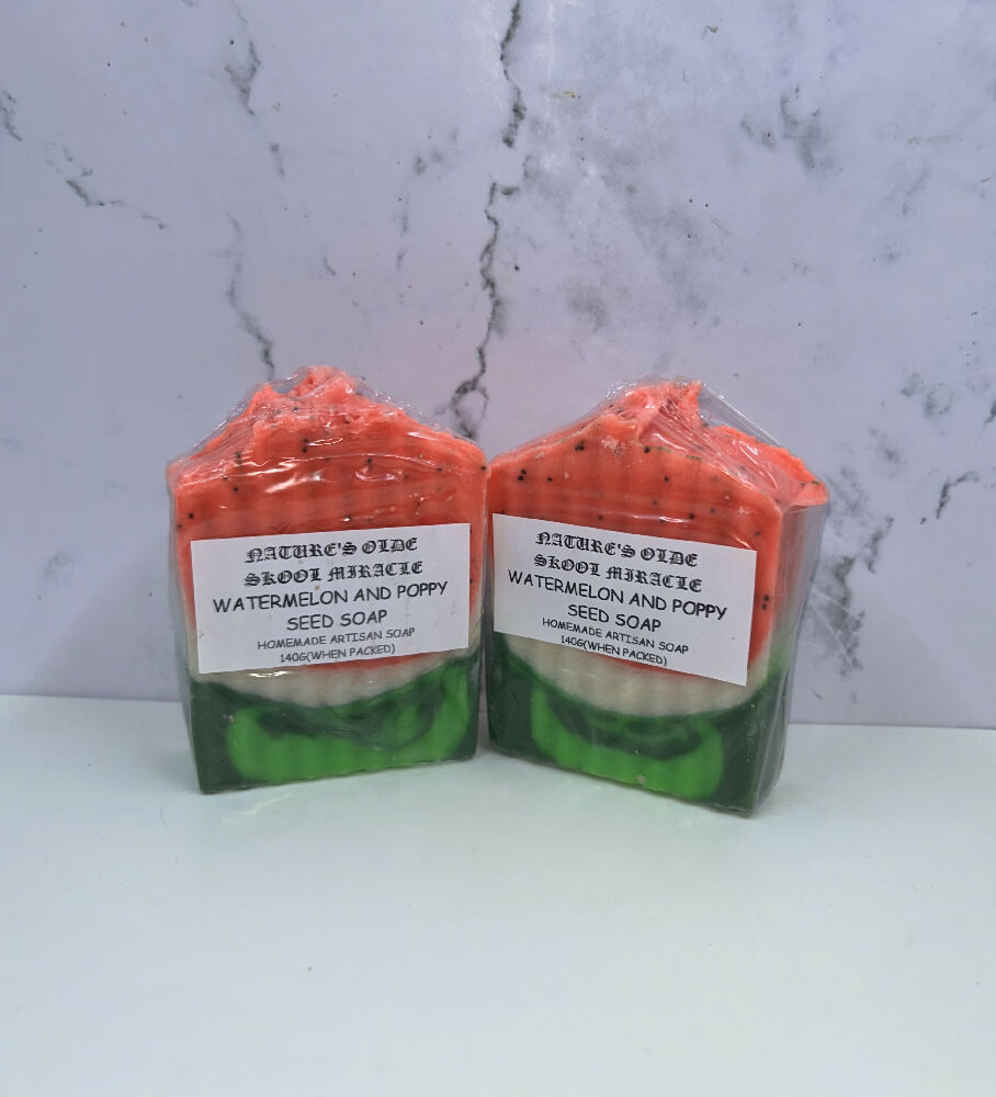 Watermelon and poppy seed soap