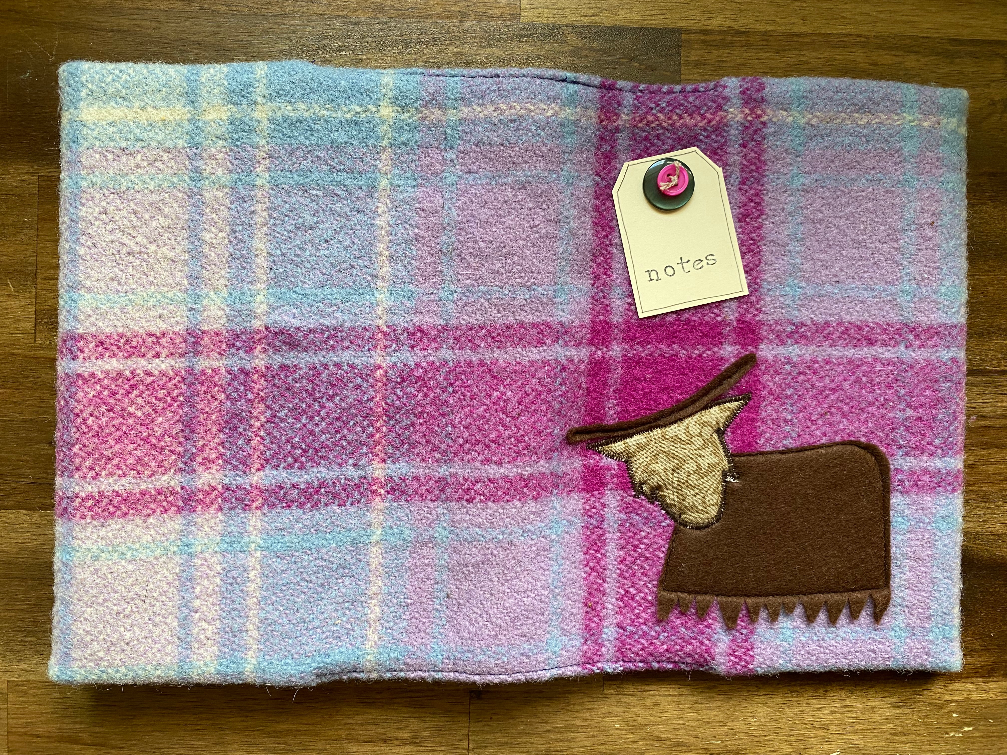 A5 Upcycled Notebook Highland Cow - Purple