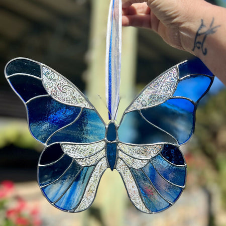 Blue Stainedglass Butterfly