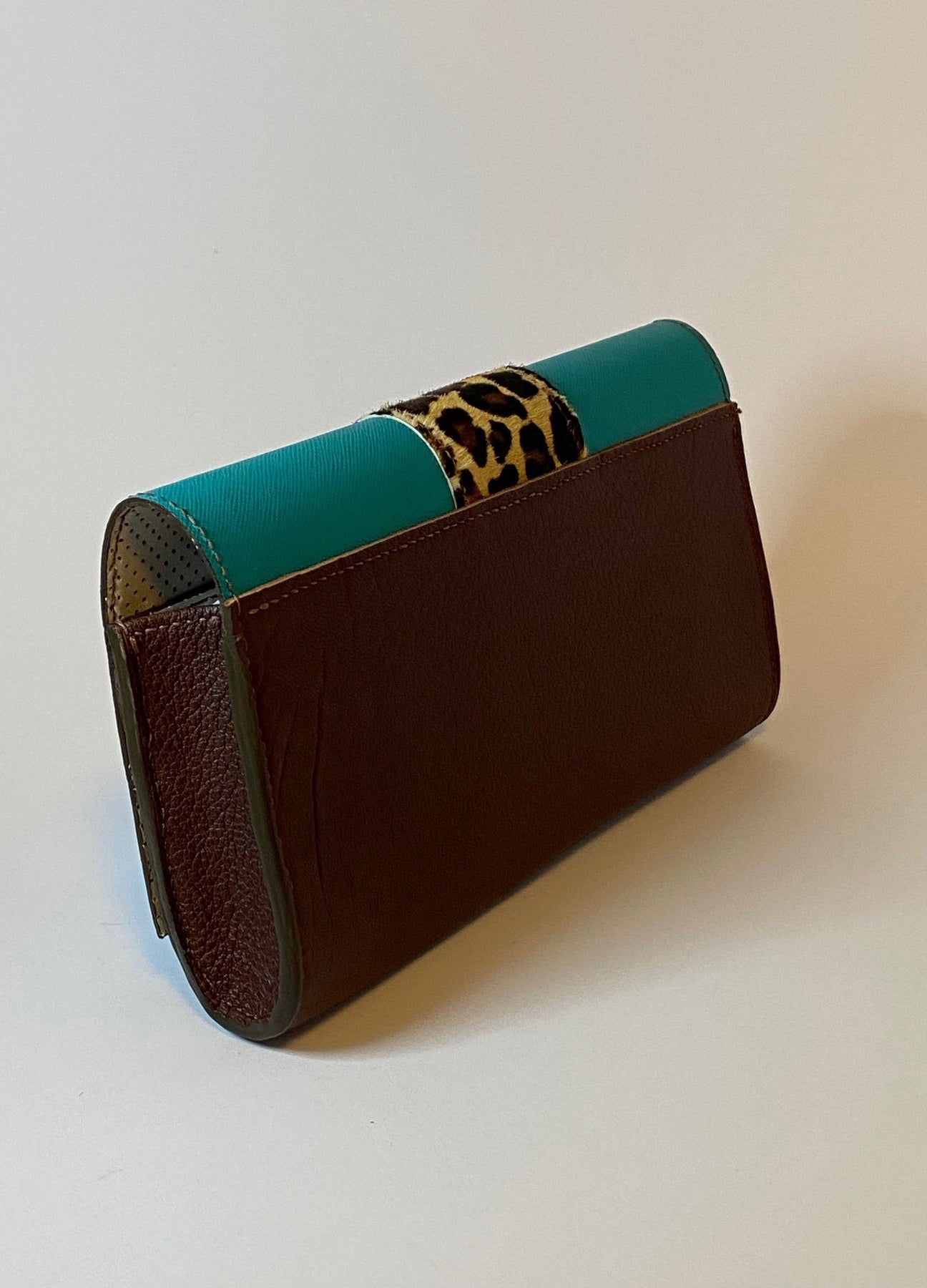 Small aqua clutch bag