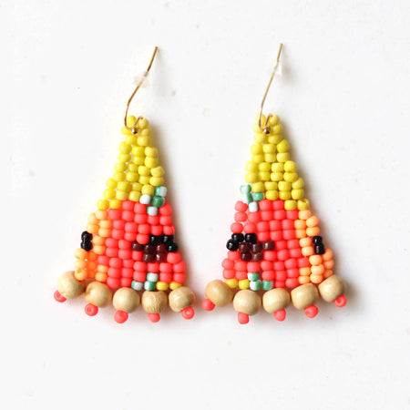Artisan Flower Beaded Earrings