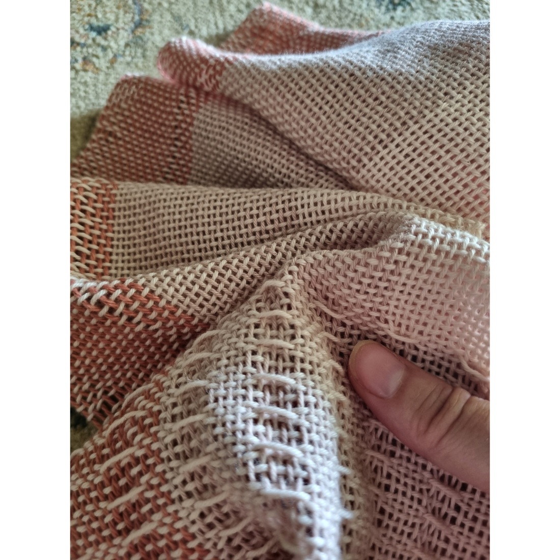 'Beyond the plain weave' collection 3 pinks cotton scarf