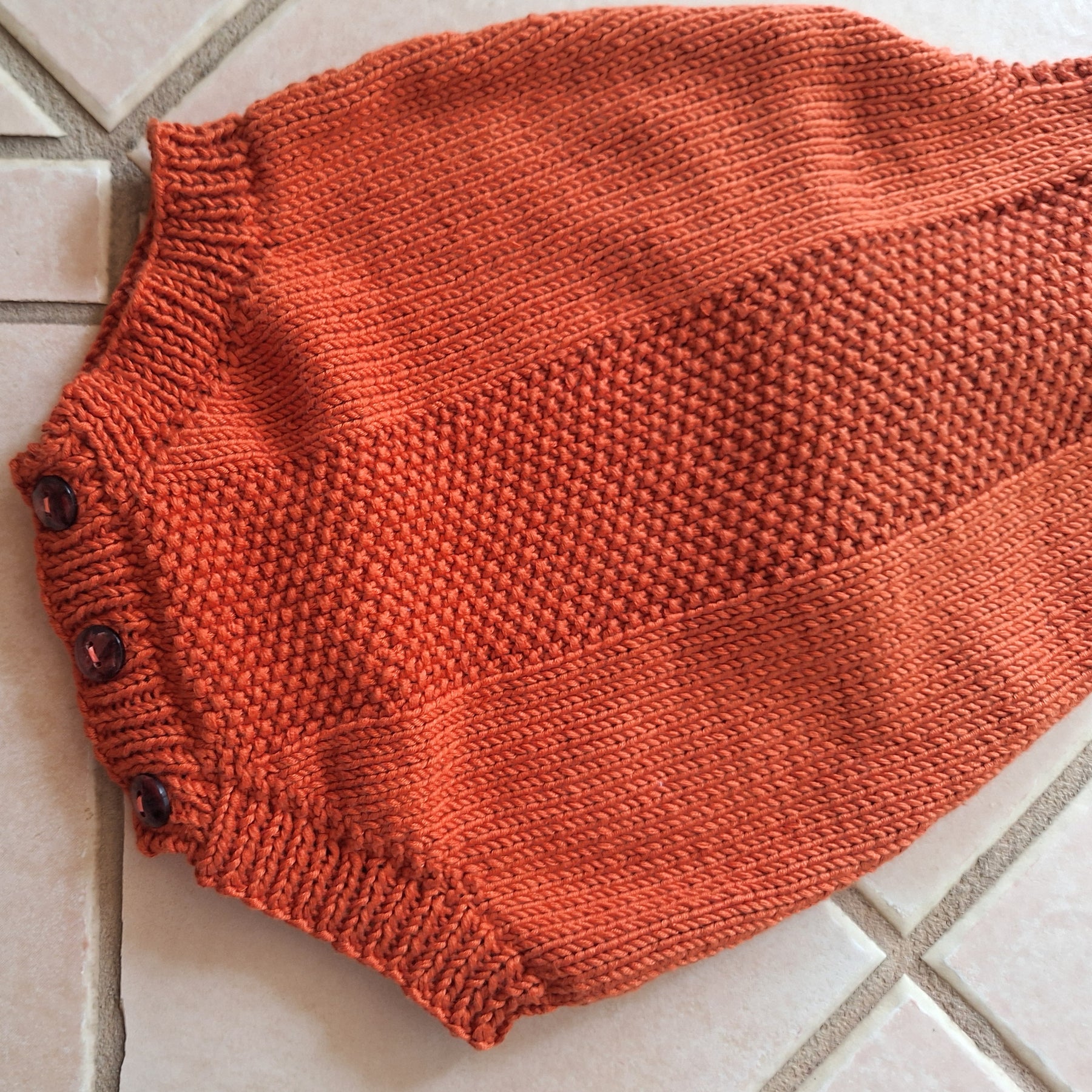 Baby Romper Sz 3-6 mths Handknitted in 100% Natural Yarn
