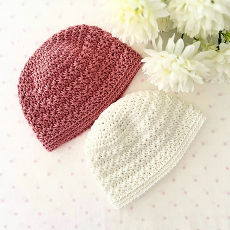 Crochet Baby Hats, Cotton Crochet Baby Hat x2