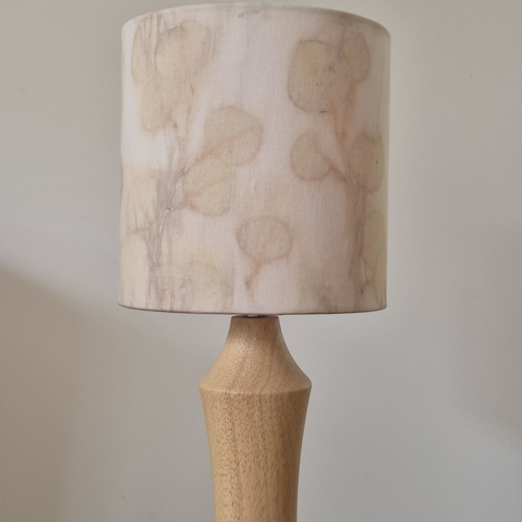One of a kind lampshade ecoprinted on silk cotton