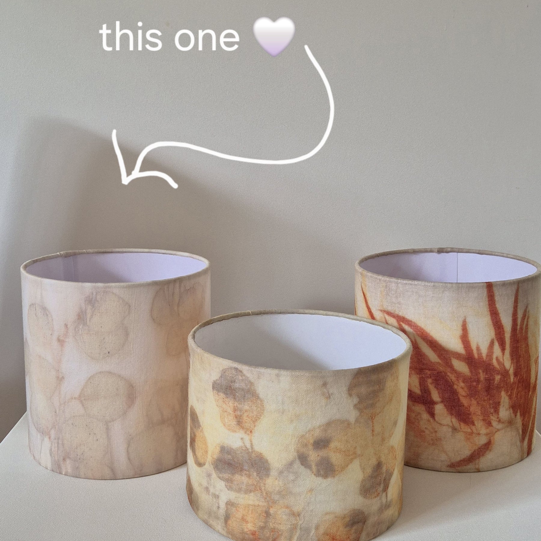 One of a kind lampshade ecoprinted on silk cotton