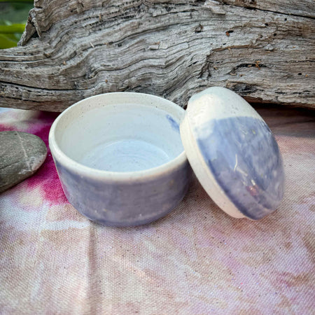 Handmade Blue Trinket box, Pottery Box with lid, wedding ring box or gift