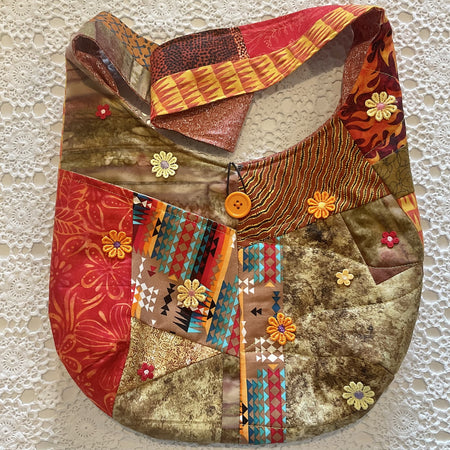 Patchwork Sling Shoulder Bag, Autumn Colours