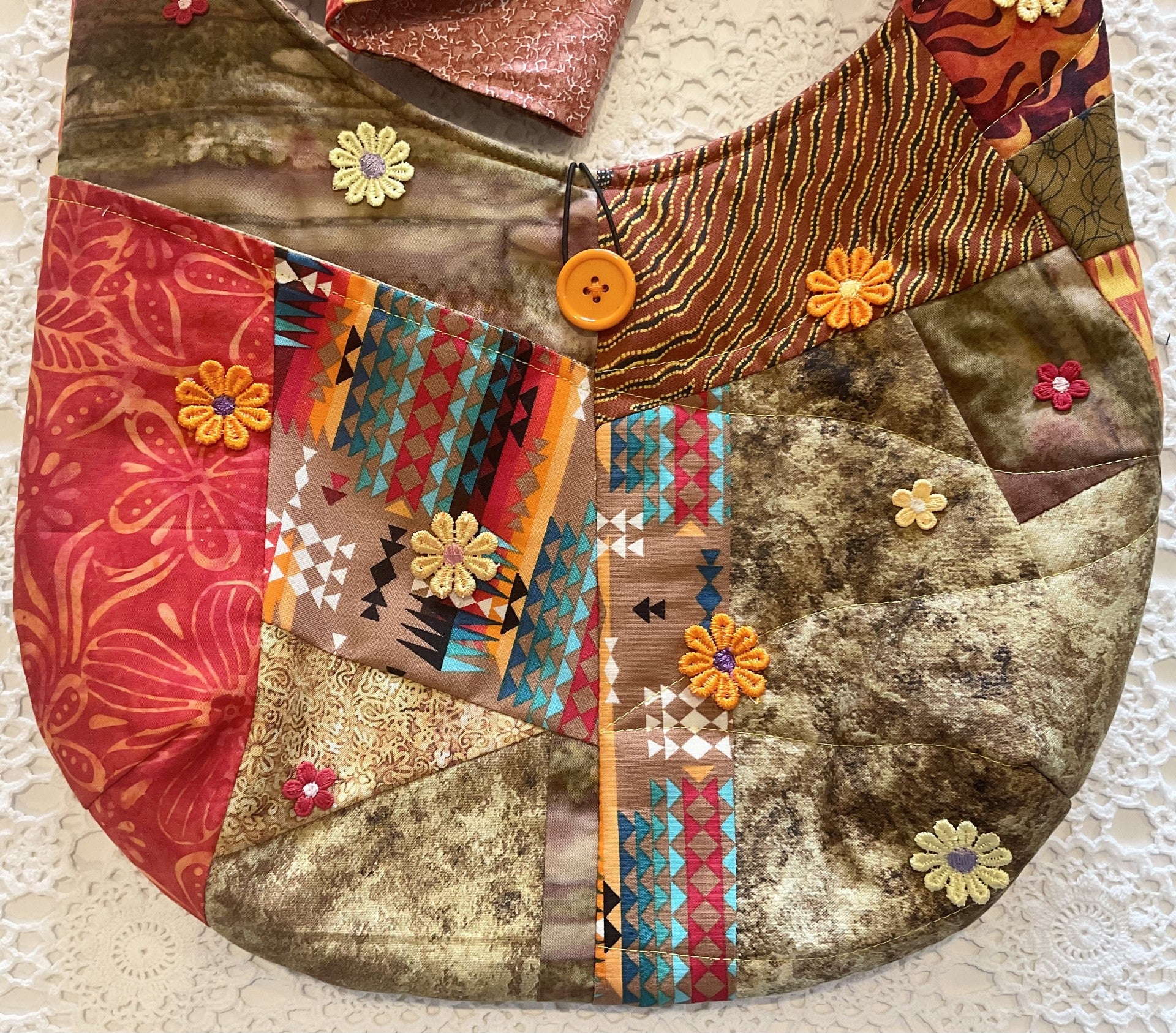 Patchwork Sling Shoulder Bag, Autumn Colours