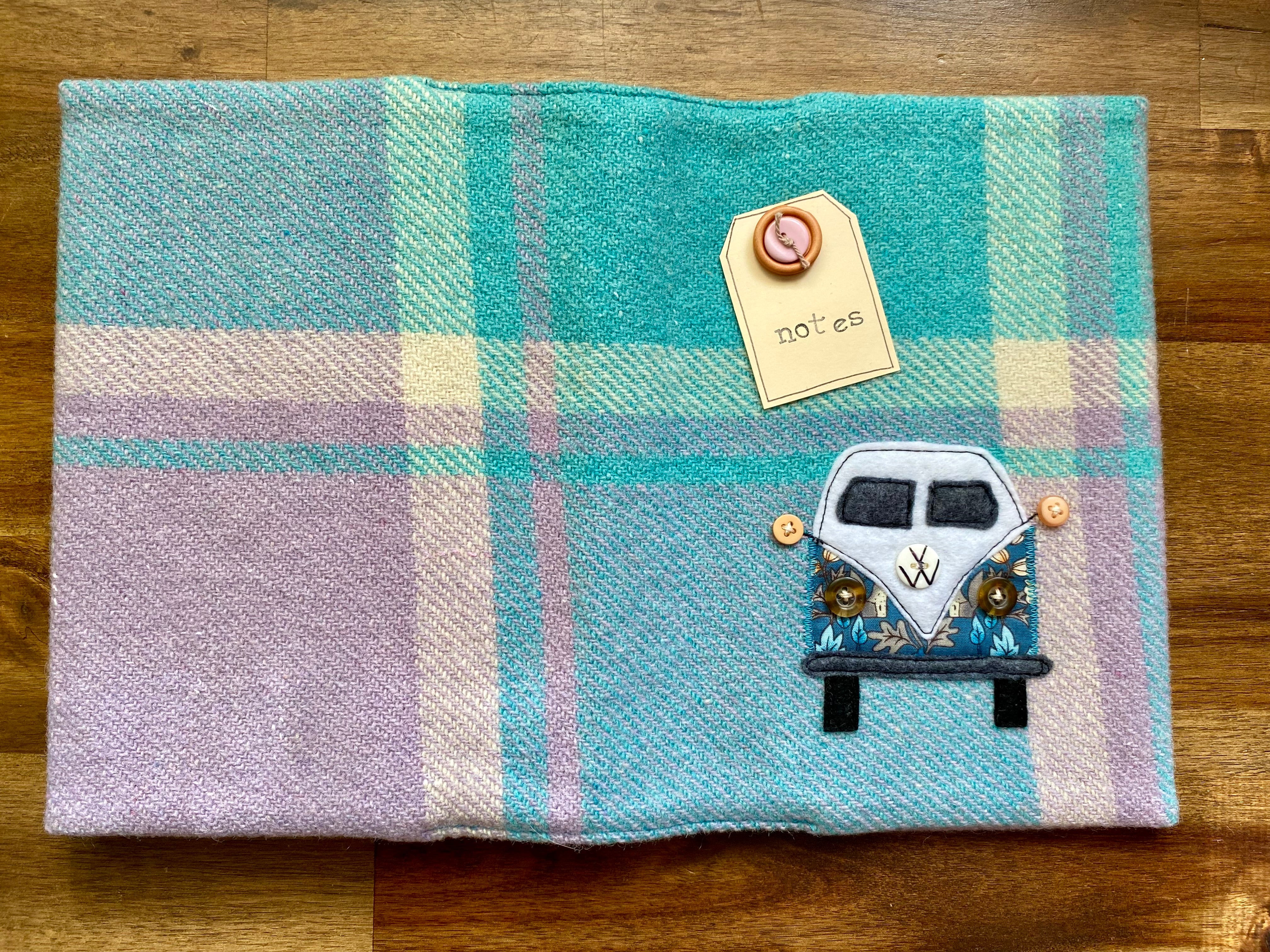 A5 Upcycled Notebook Kombi - blue/mauve