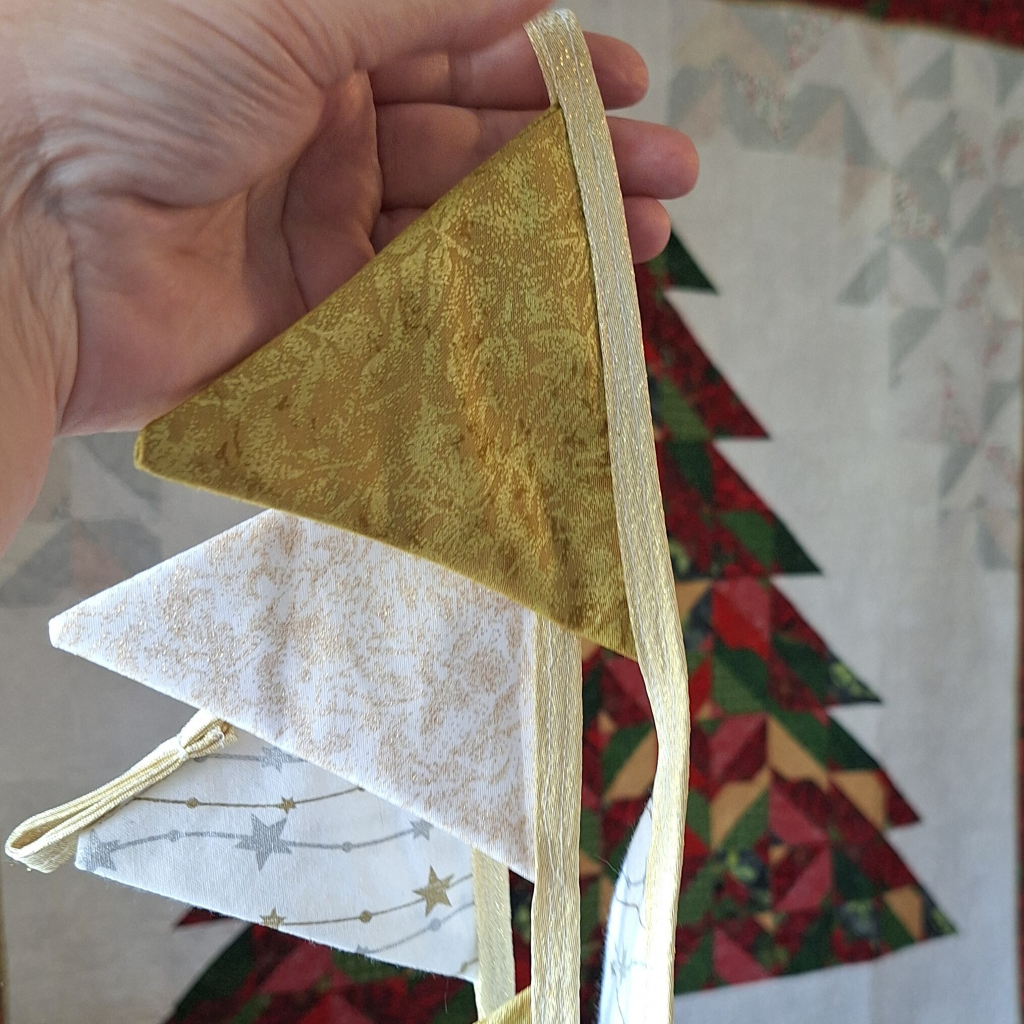 Handmade Christmas Bunting: White and Gold