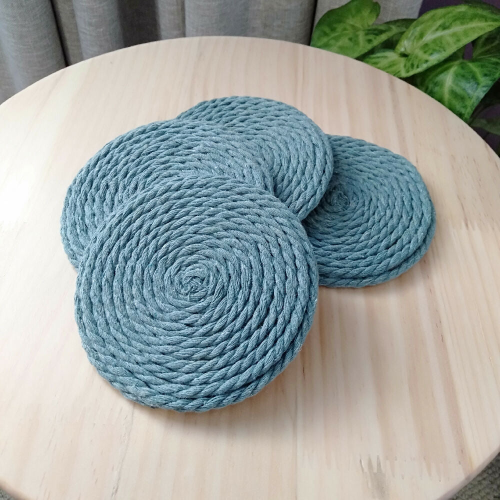 Handmade Cotton Rope Coasters - Set of 4