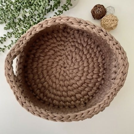 Home Decor | Crochet handmade basket |Cocoa Brown | Extra large with handles