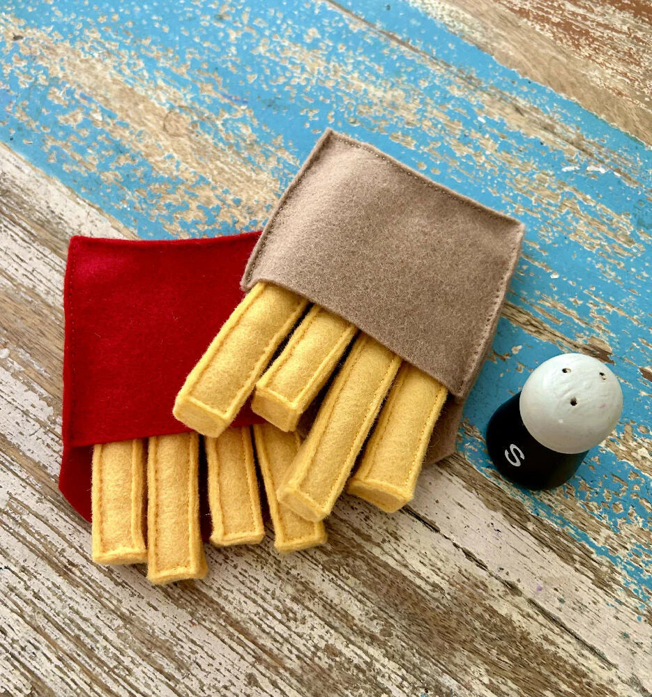 Easy dinner, pizza and fries bundle, felt play food